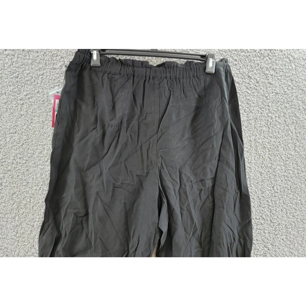 VINCE CAMUTO Paperbag Waist Pants Women's 16 Black Cropped Button Zip Closure - Picture 12 of 15